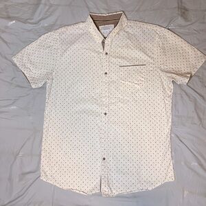 Craft+Flow Men's Beige Patterned Short Sleeve Shirt